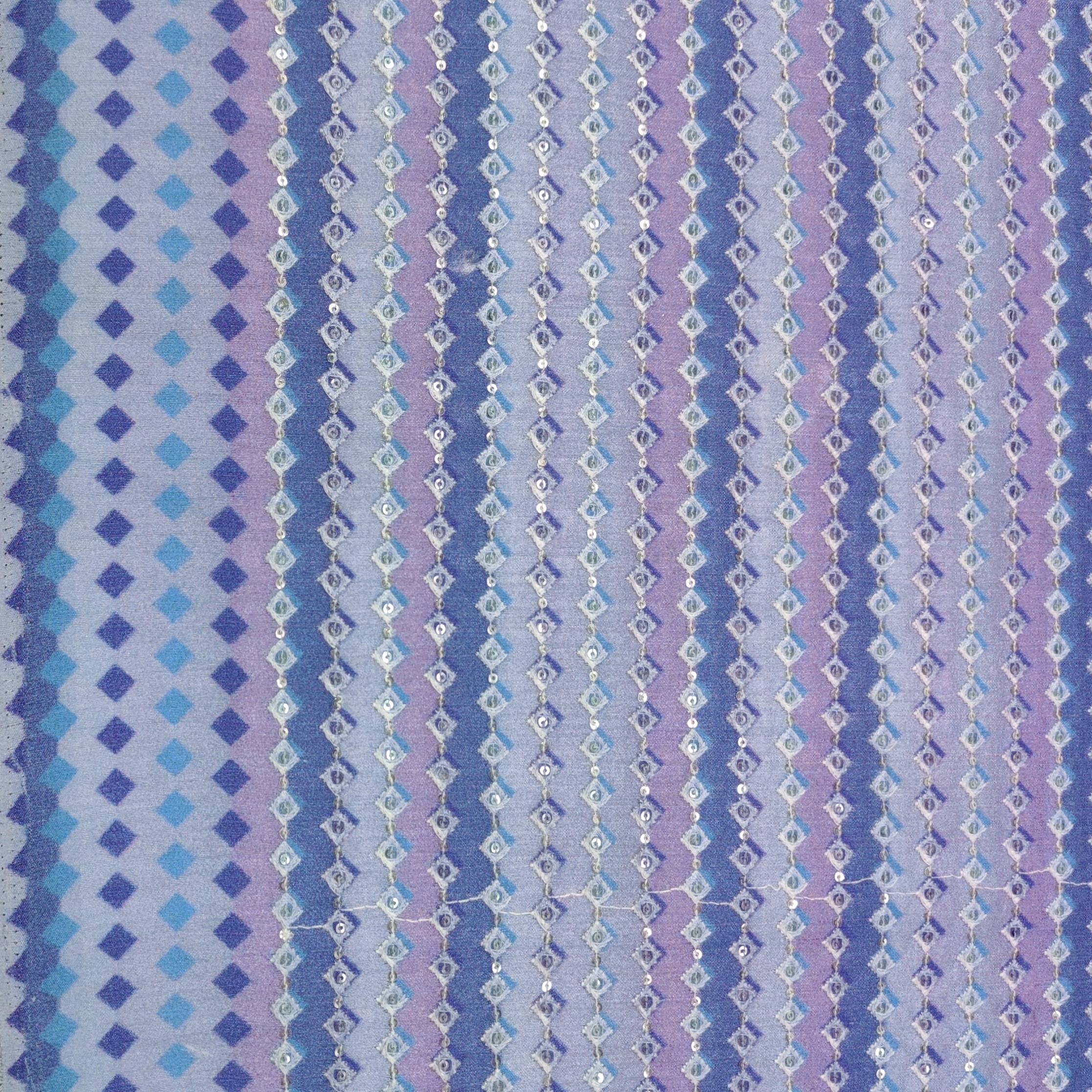Koti (Nehru Jacket) Fabric ManTire Designer Silk Embroidery Colour Blue N Lavender